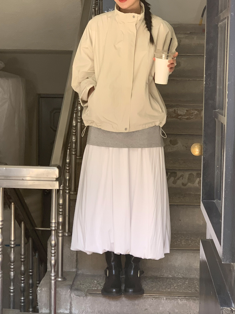 輕薄尼龍鬆緊腰泡泡裙