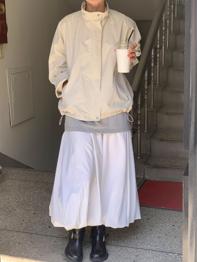 輕薄尼龍鬆緊腰泡泡裙