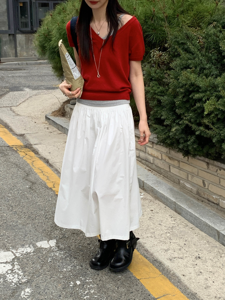 V領修腰針織上衣