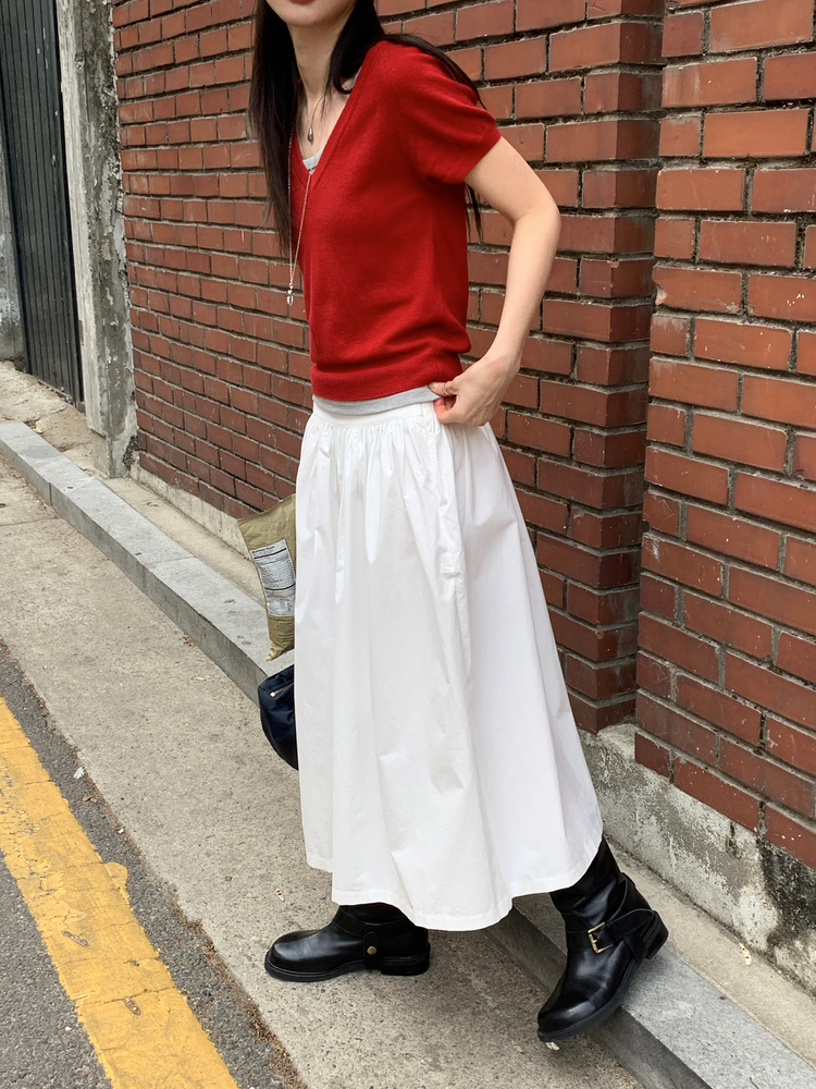 V領修腰針織上衣