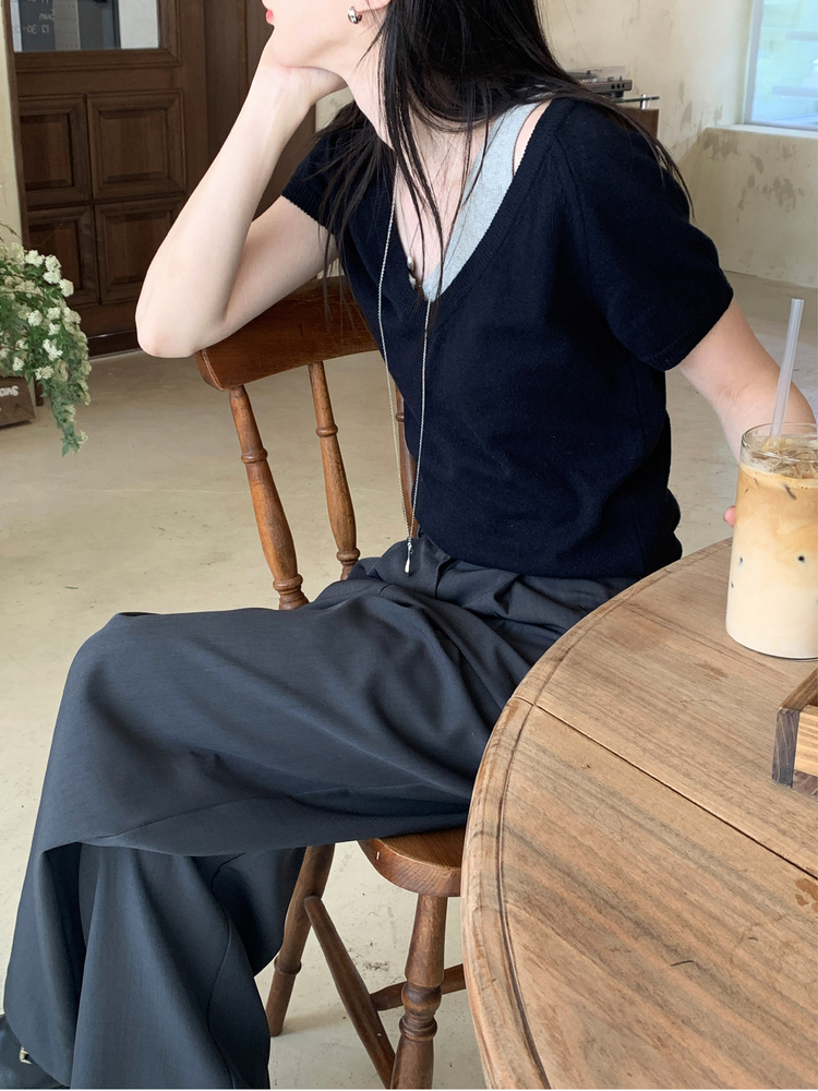 高質口袋細節單褶直褲