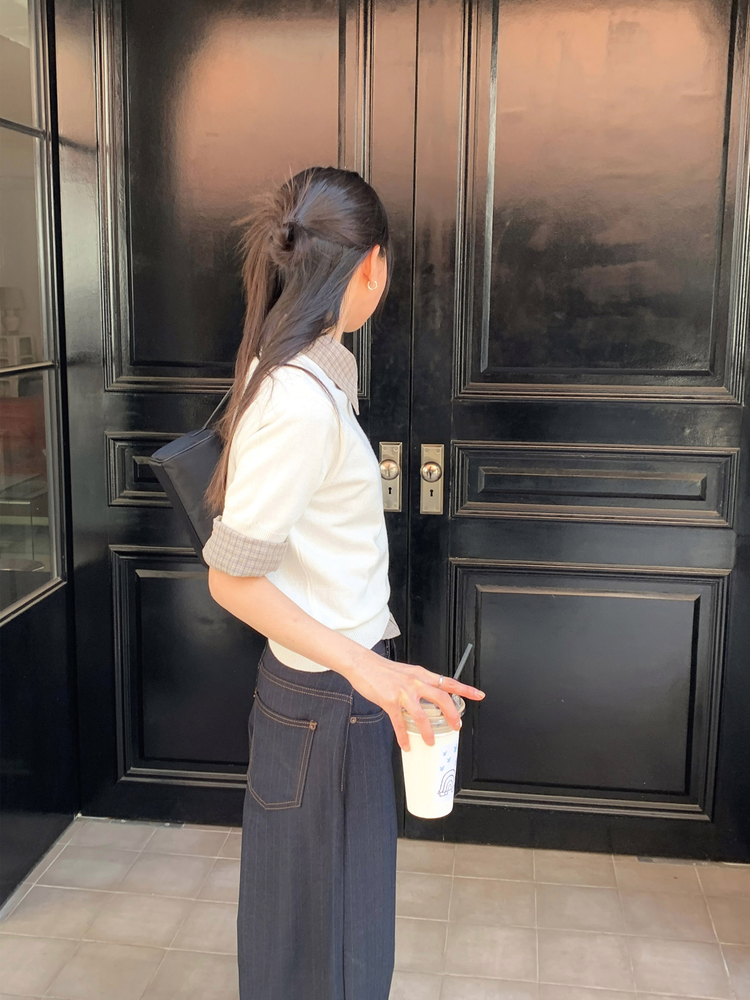高質滑料垂感條紋繭型褲