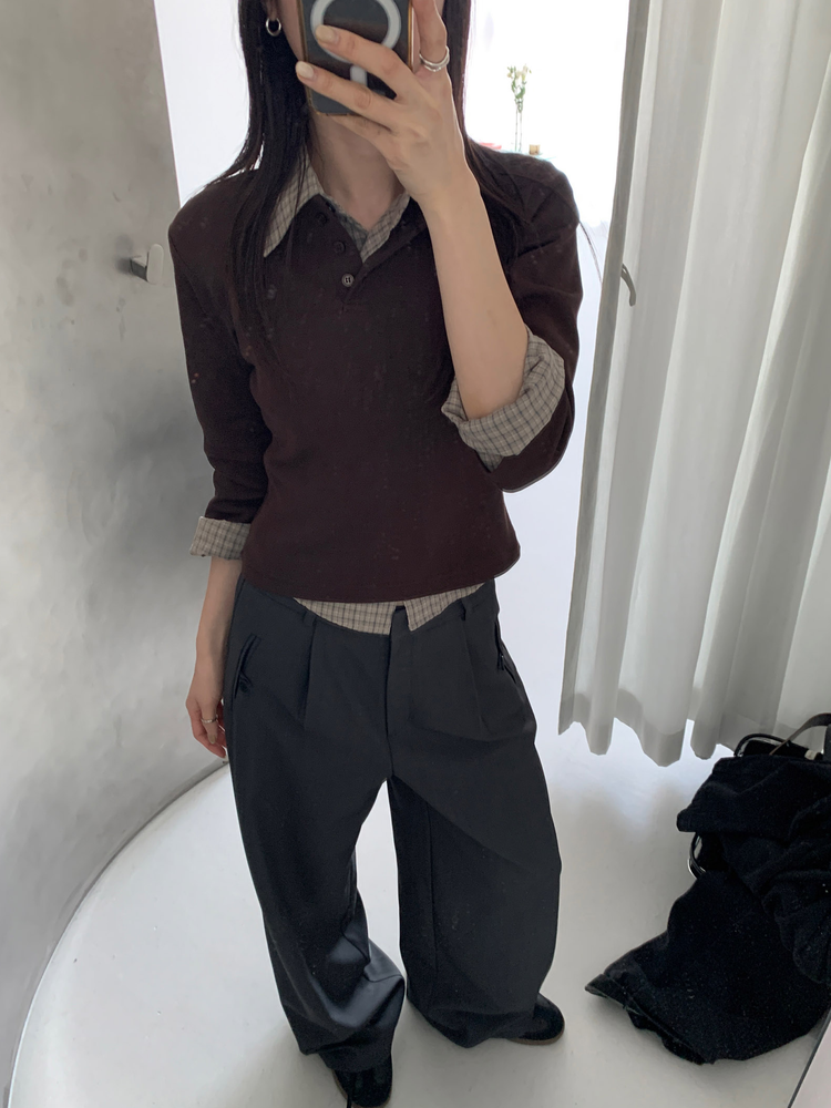 高質口袋細節單褶直褲