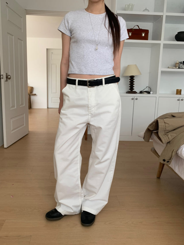 極簡低腰棉料直褲