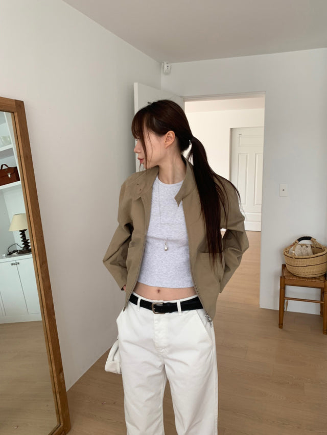 極簡低腰棉料直褲