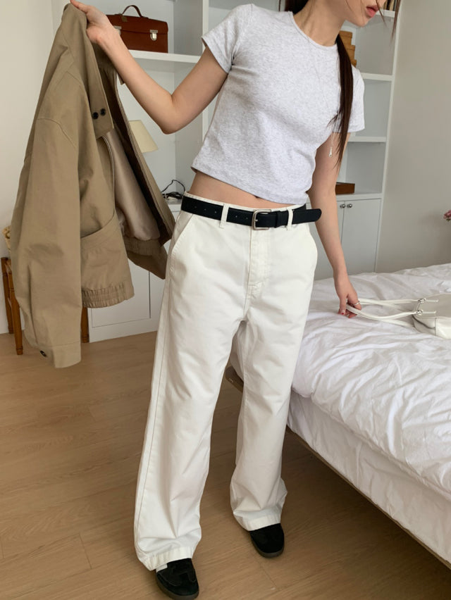 極簡低腰棉料直褲