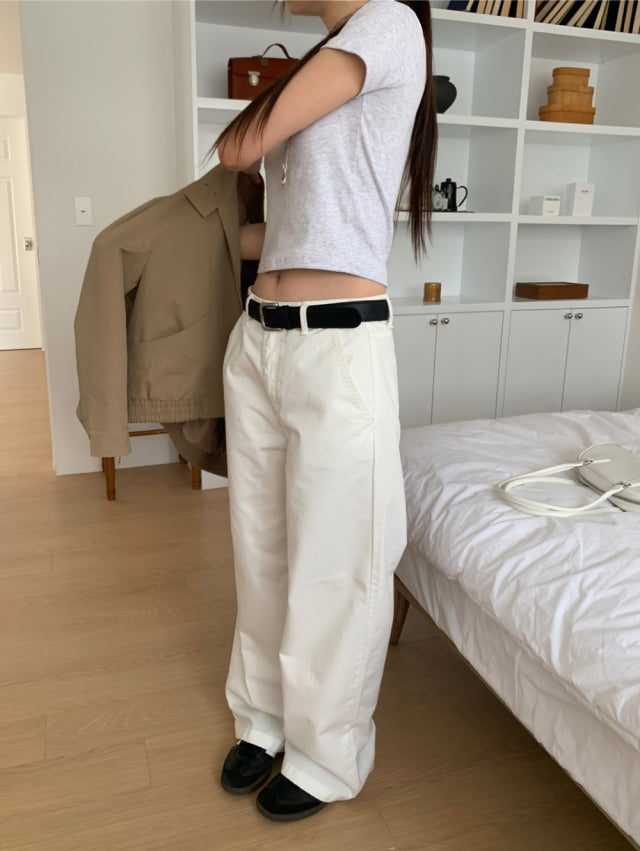 極簡低腰棉料直褲