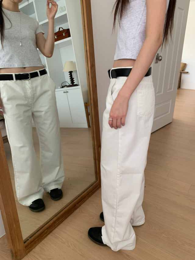 極簡低腰棉料直褲
