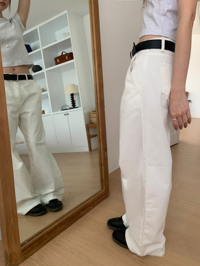 極簡低腰棉料直褲