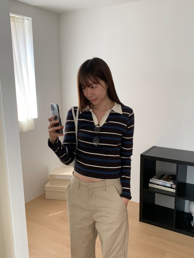 極簡低腰棉料直褲