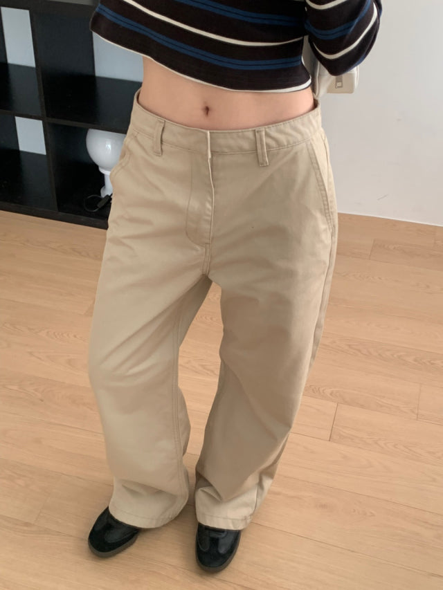 極簡低腰棉料直褲