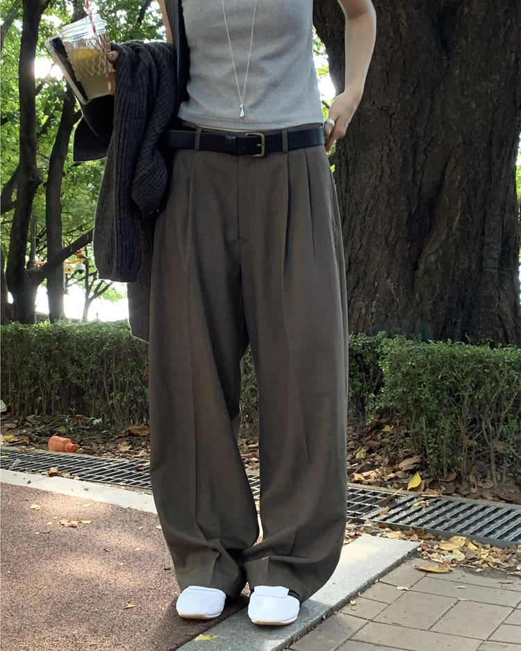 高質紋理雙壓褶西褲