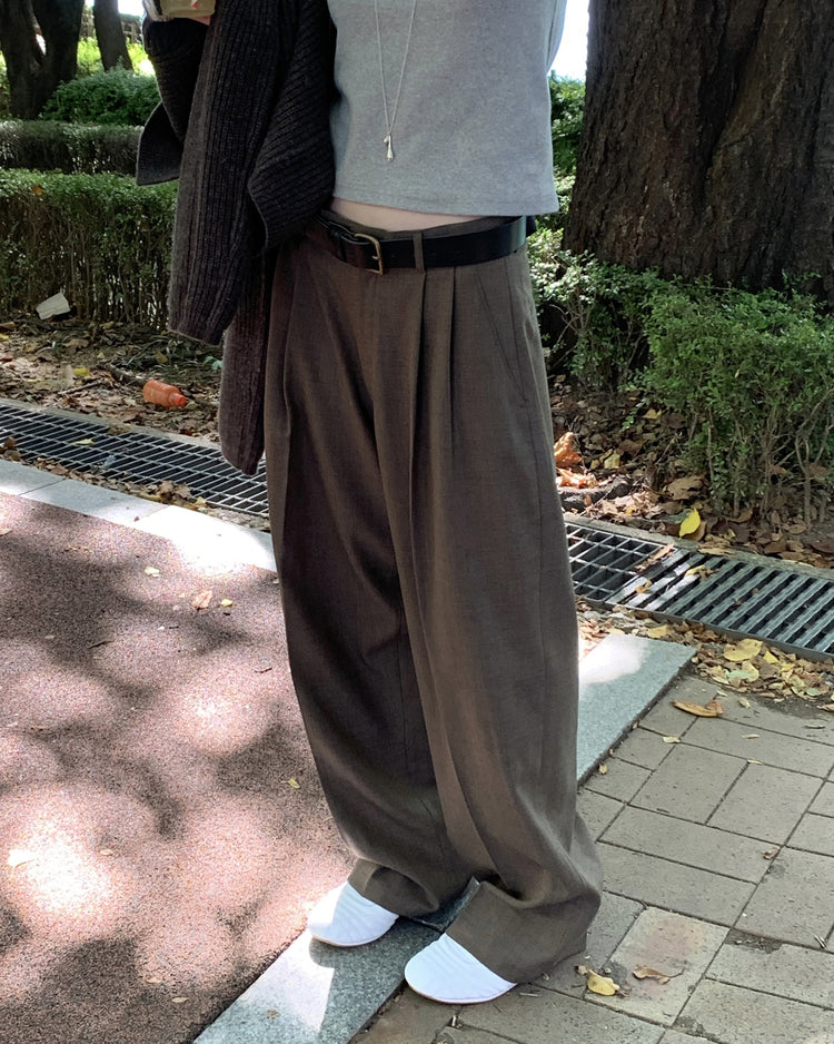 高質紋理雙壓褶西褲