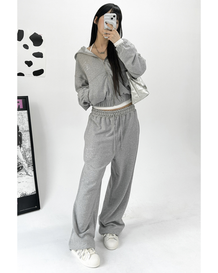 (現)美色閃鑽細節修身休閒套裝