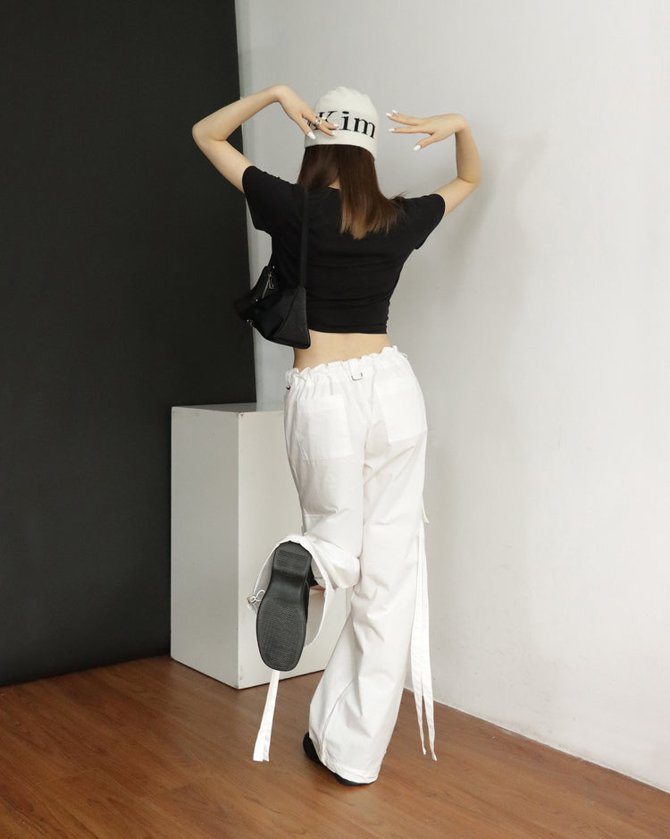 (現)輕薄垂帶低腰cargo pant