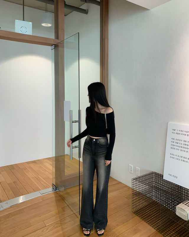 斜領美肩基礎上衣