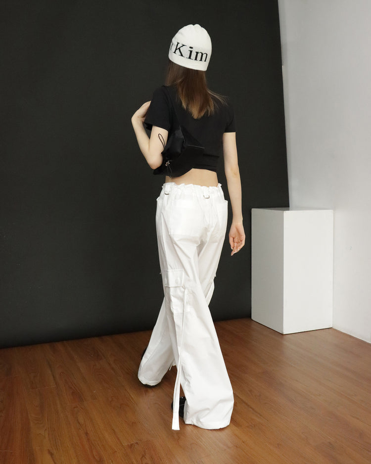 (現)輕薄垂帶低腰cargo pant