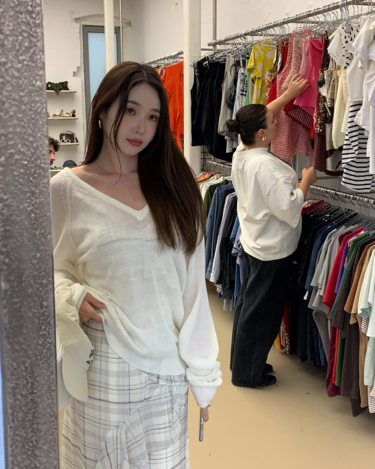 高質仙氣格紋交疊細節連身裙