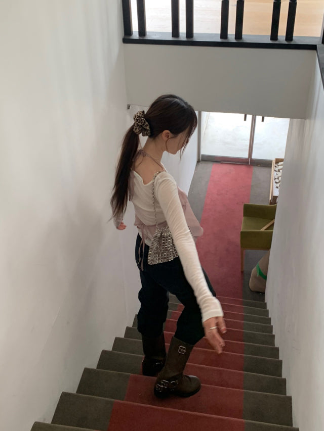 仙氣透紗感胸線細節背心