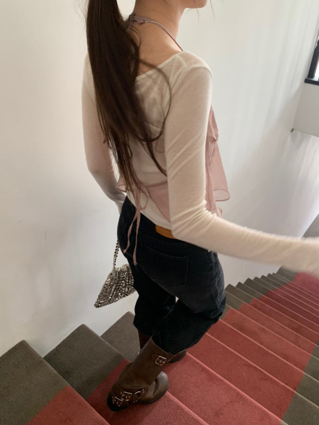 仙氣透紗感胸線細節背心