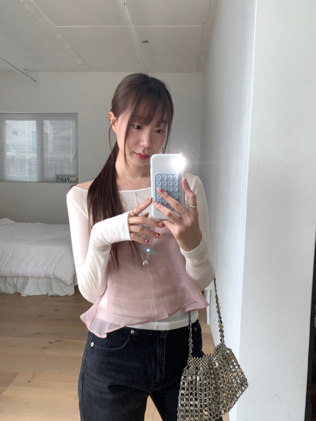 仙氣透紗感胸線細節背心