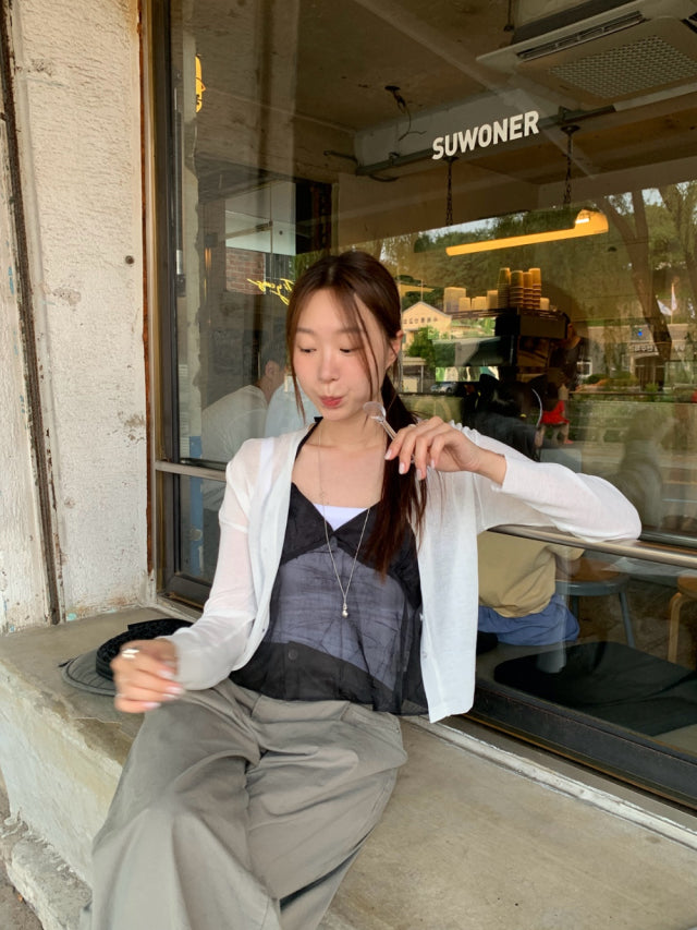 仙氣透紗感胸線細節背心