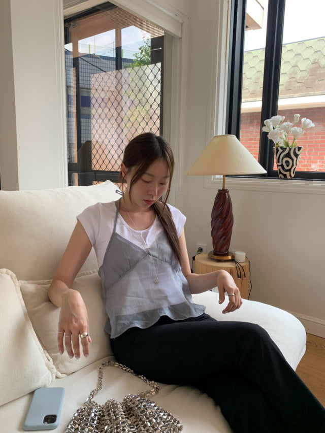 仙氣透紗感胸線細節背心