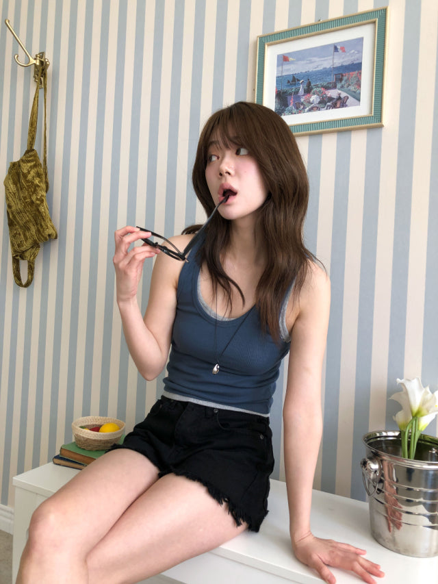 基礎美色U領修身背心