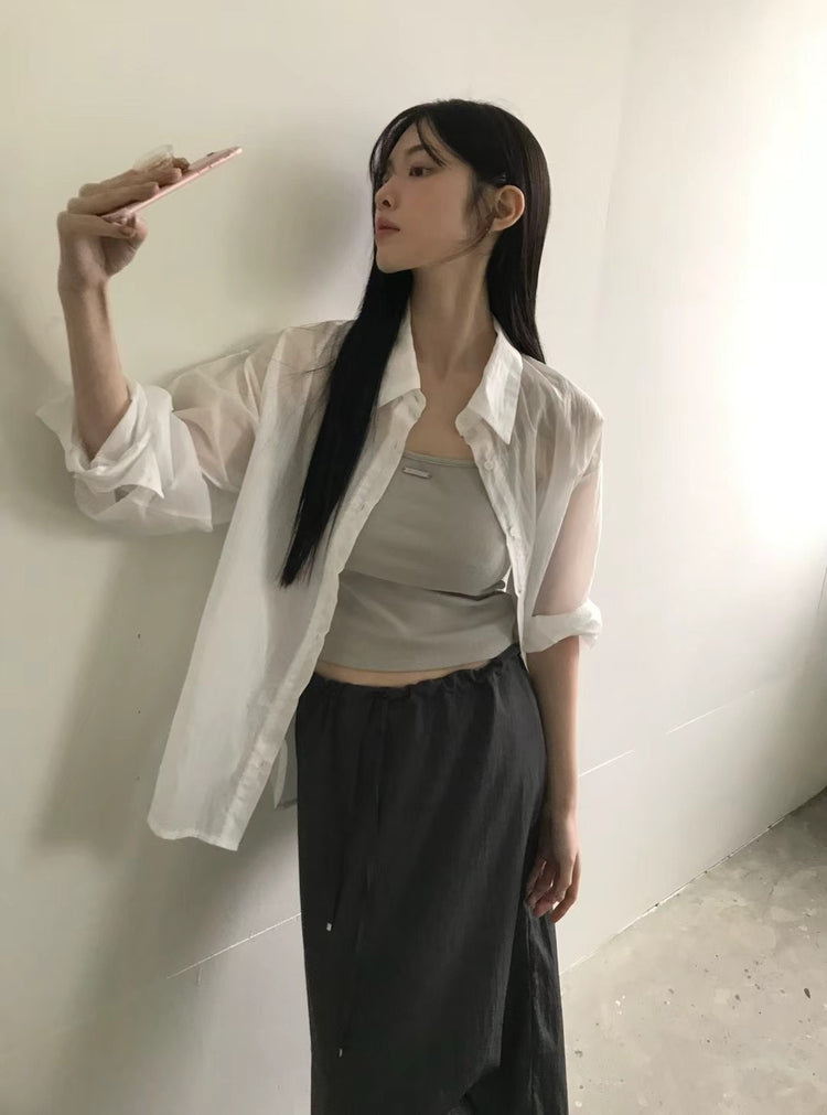細帶金屬扣細節背心