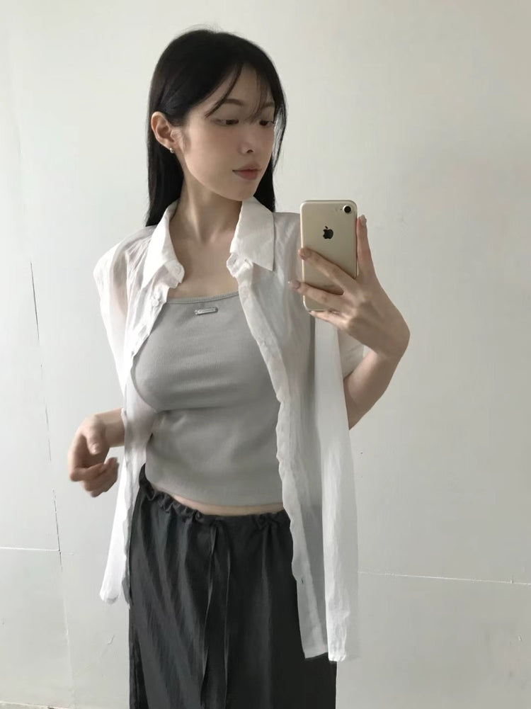 細帶金屬扣細節背心