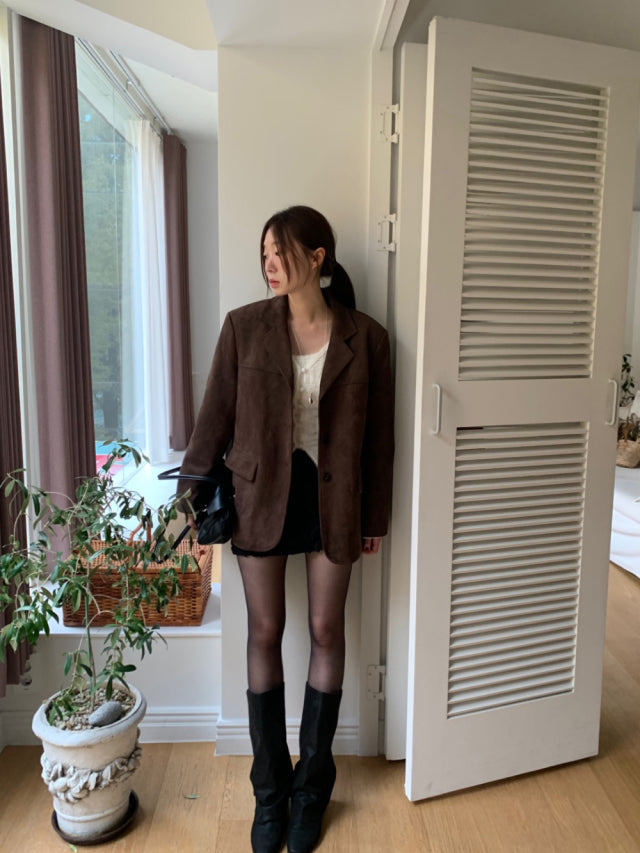 (現)麂皮質感保暖毛毛西外