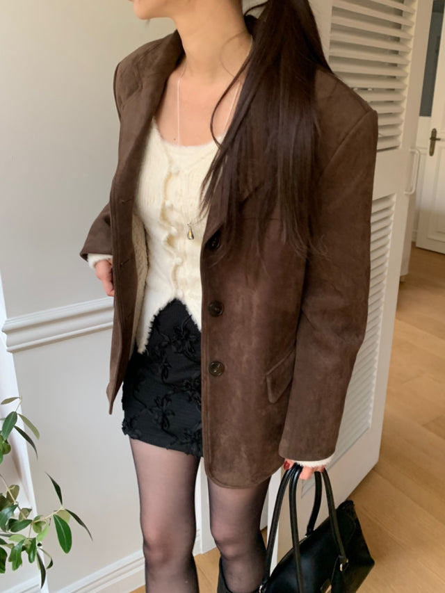 (現)麂皮質感保暖毛毛西外