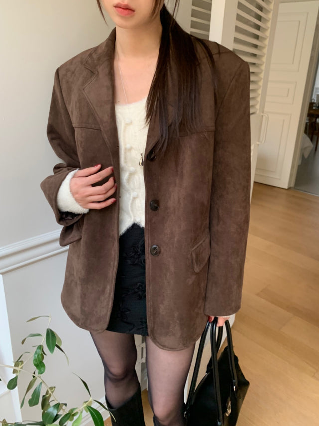 (現)麂皮質感保暖毛毛西外