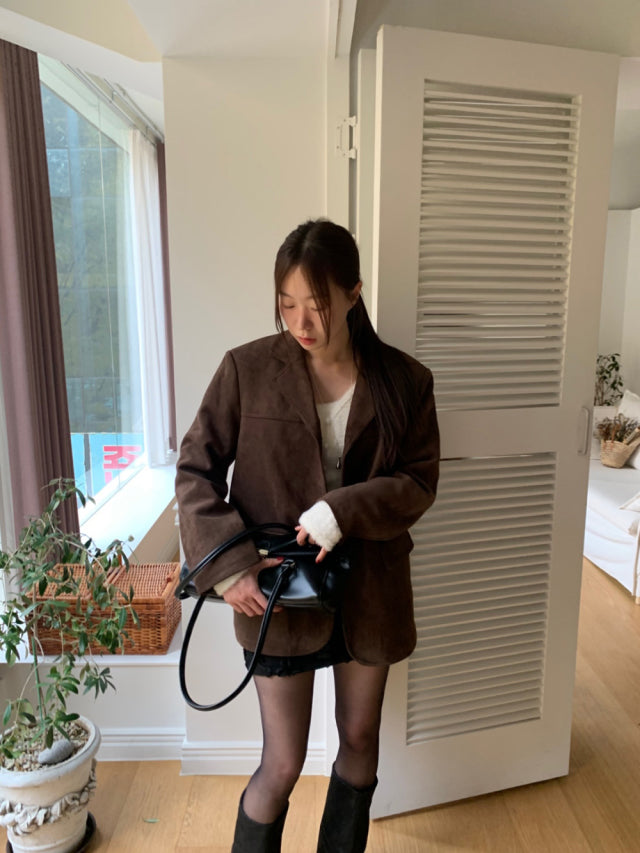 (現)麂皮質感保暖毛毛西外