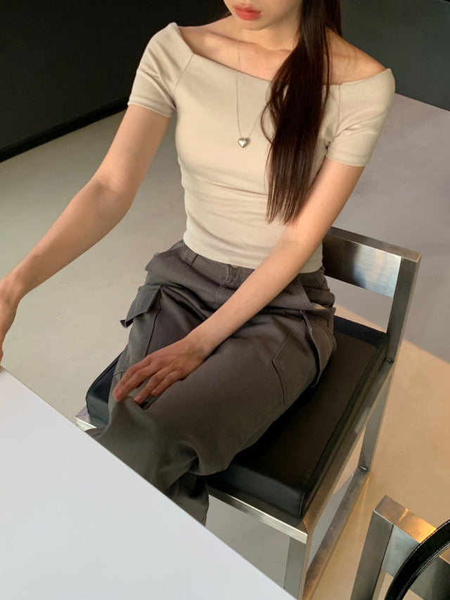 (現)基礎口袋細節工裝直褲