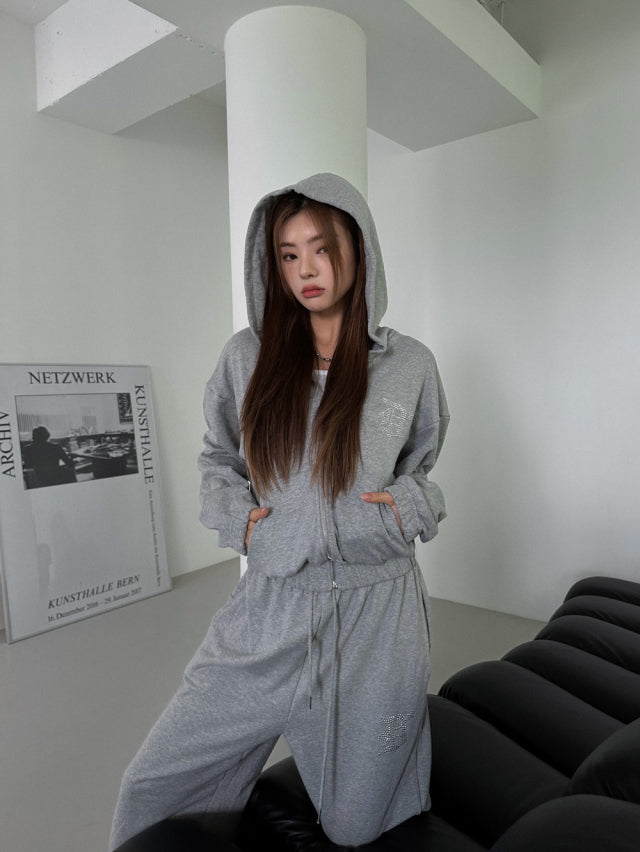 (現)美色閃鑽細節修身休閒套裝