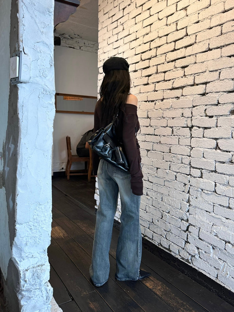 微透膚美肩細節破壞感上衣