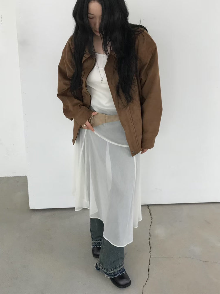 極美透膚不規則裙擺連身裙