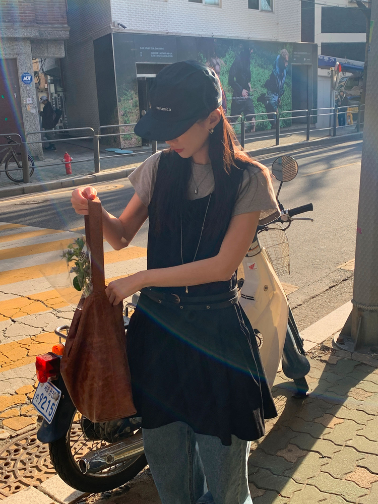 美背抓皺綁帶細節連身裙