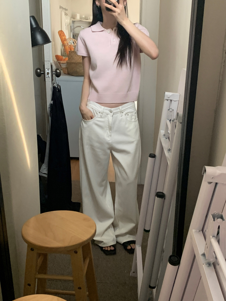 美色翻領修腰針織上衣