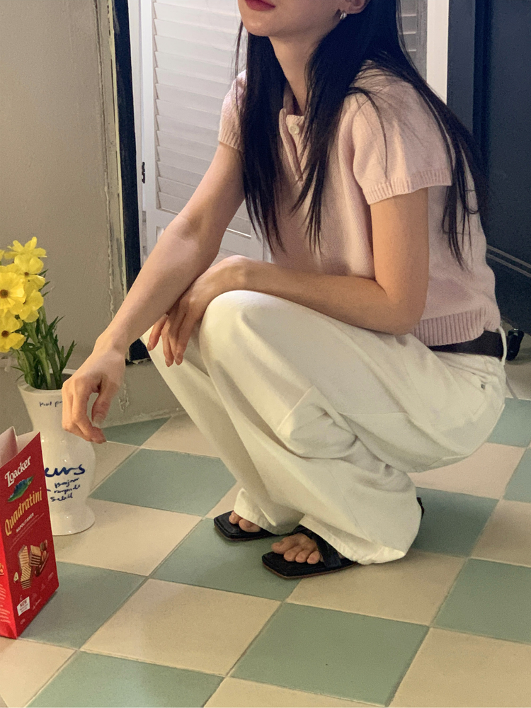 美色翻領修腰針織上衣
