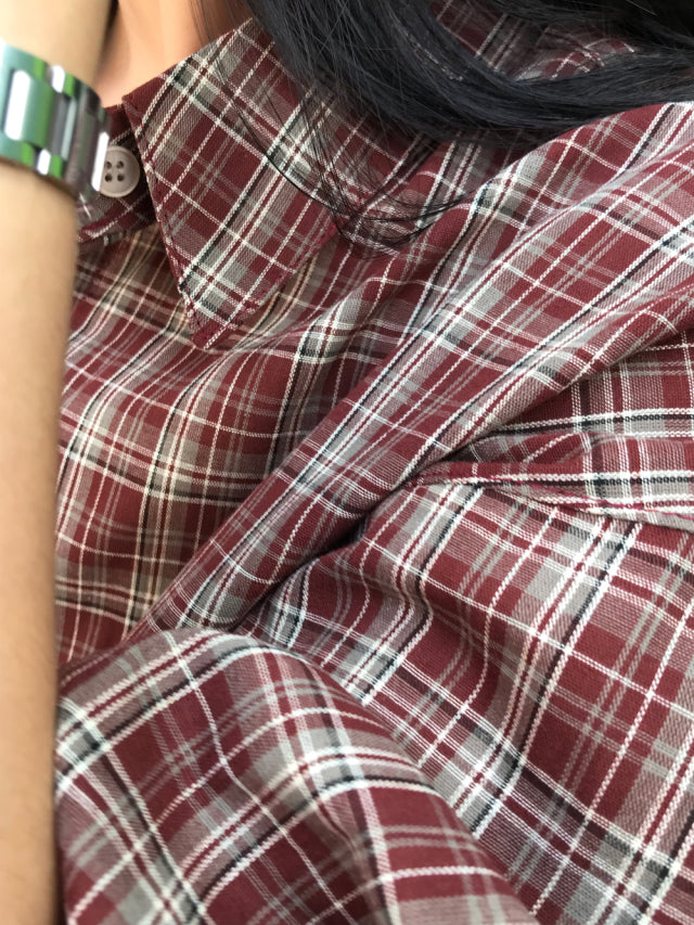 復古撞色格紋襯衫