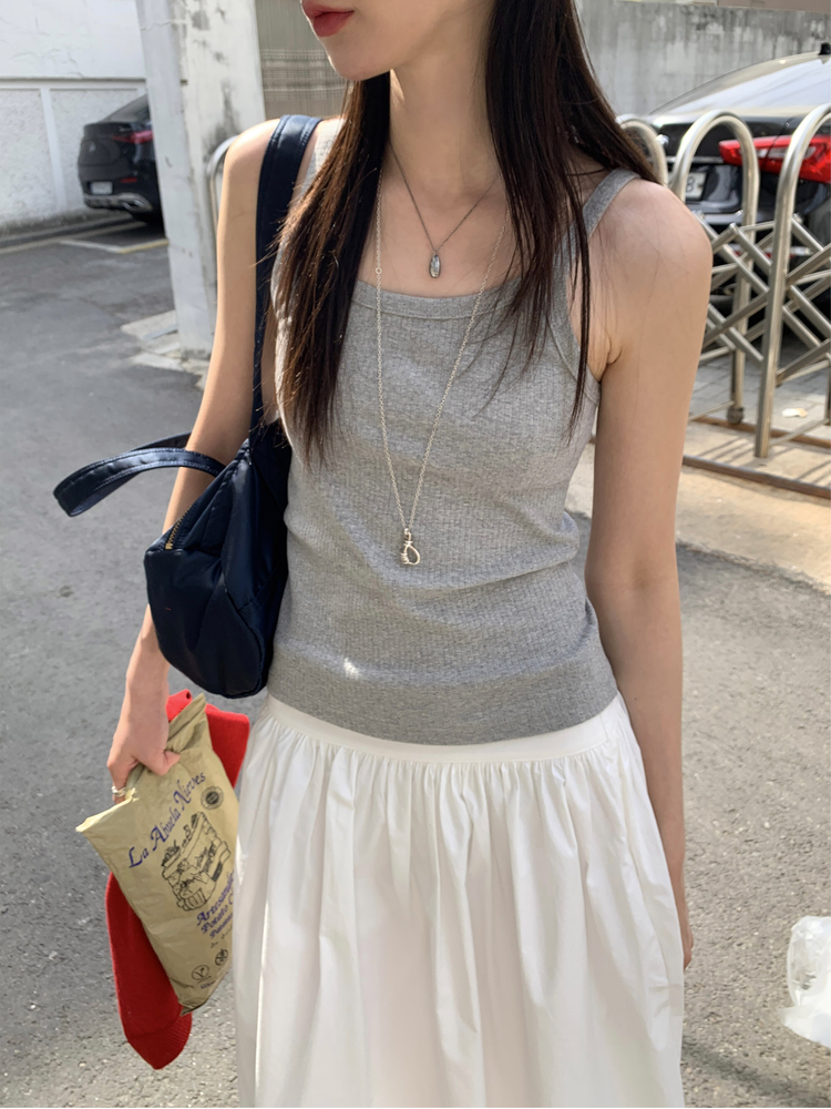 美色細帶基礎休閒背心