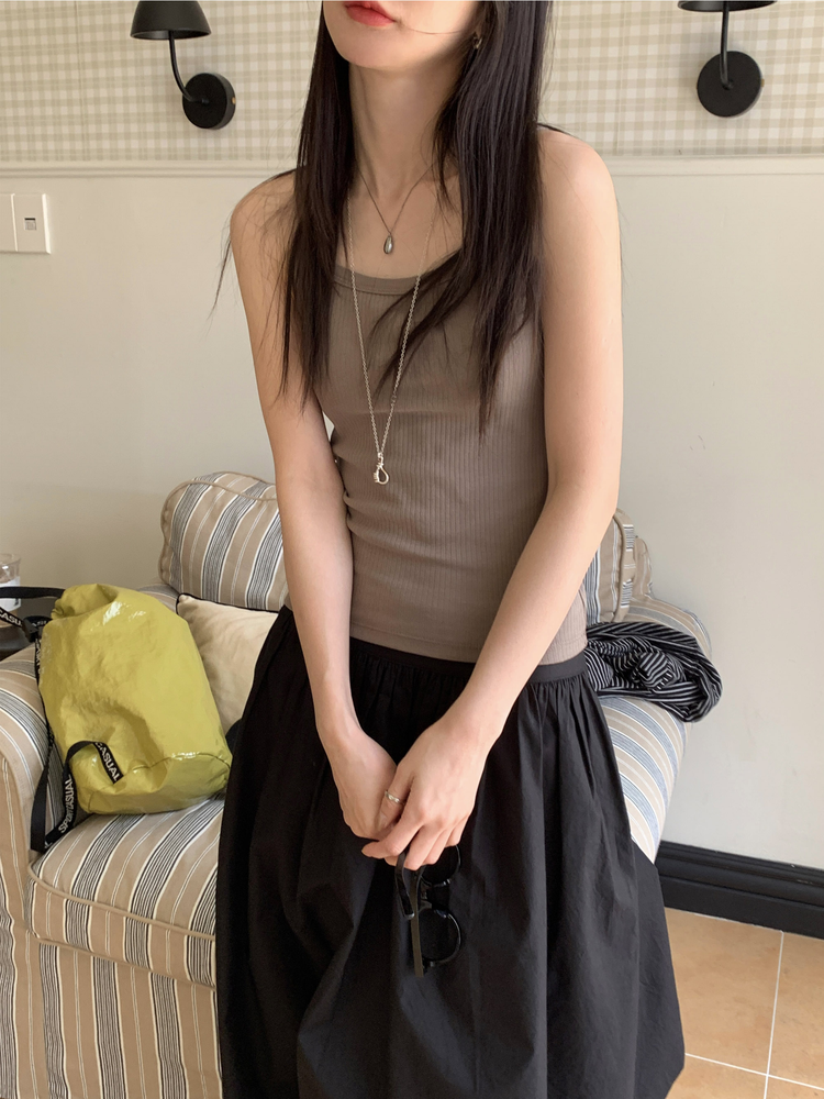 美色細帶基礎休閒背心