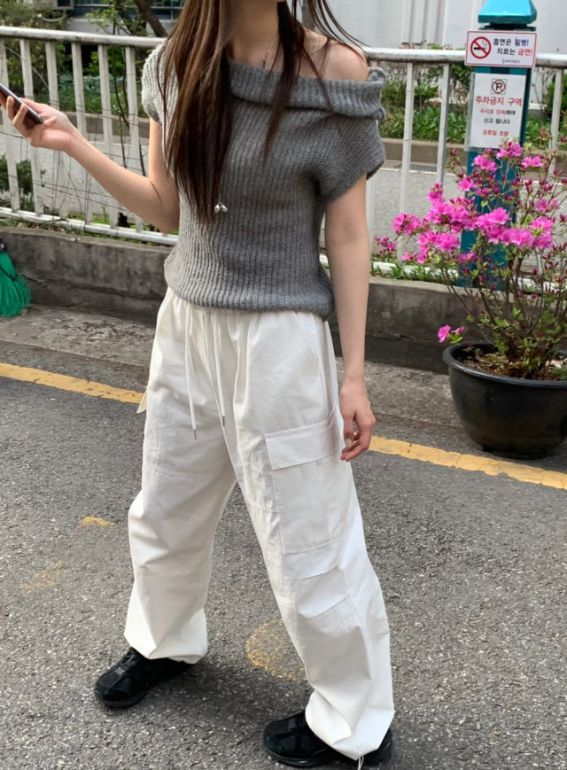 微透膚美肩細節針織上衣