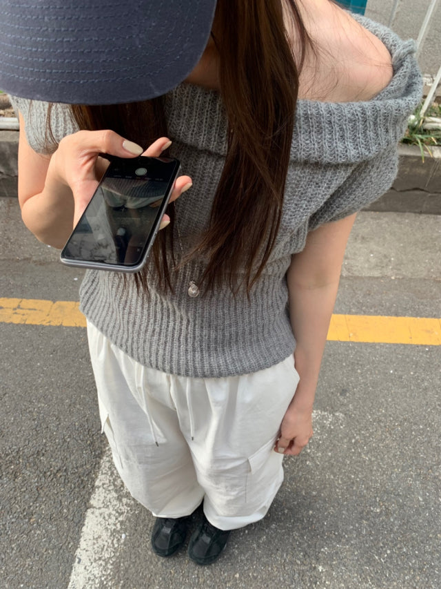 微透膚美肩細節針織上衣