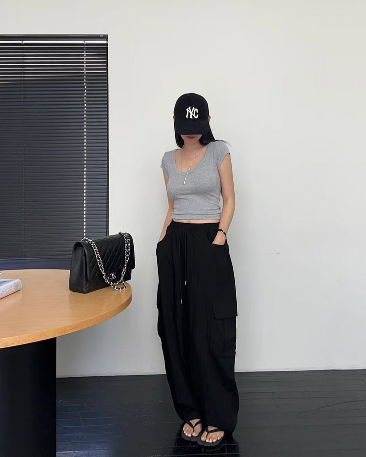 美色親膚U領修身上衣