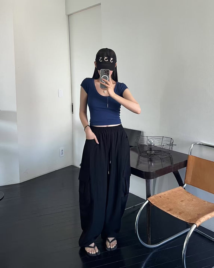美色親膚U領修身上衣