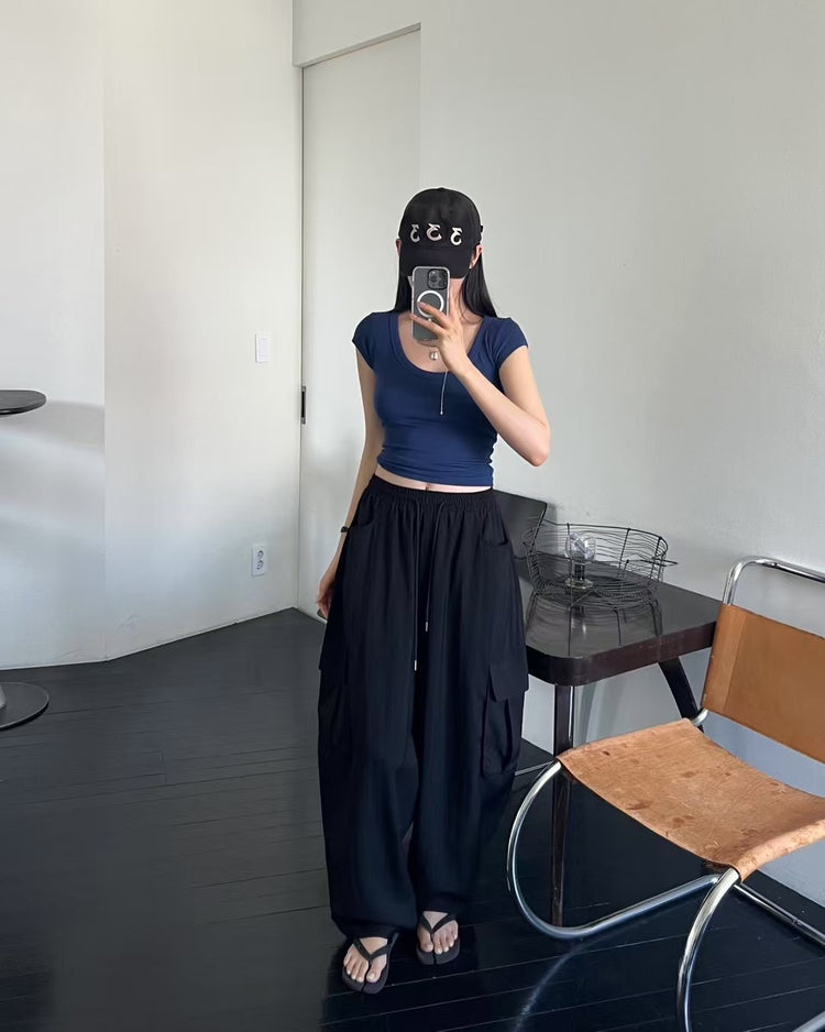 美色親膚U領修身上衣