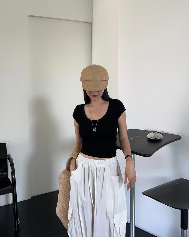 美色親膚U領修身上衣